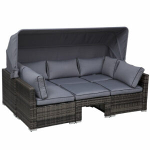 Outsunny Polyrattan Lounge-Set mit Sonnendach