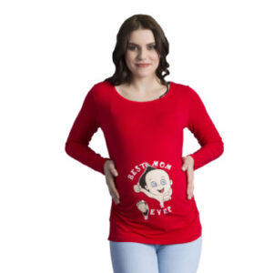 M.M.C. Umstandslangarmshirt Best Mom Ever mit Motiv Rot