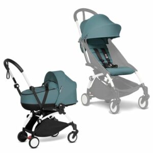 BABYZEN Kinderwagen YOYO2 0+ White mit Liegewanne Gratis Textilset Aqua