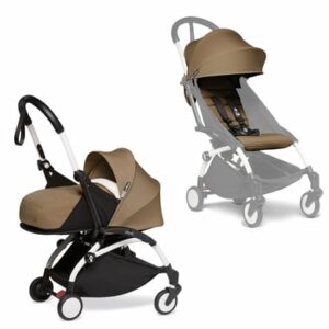 BABYZEN Kinderwagen YOYO2 0+ White mit Neugeborenenaufsatz Gratis Textilset Toffee