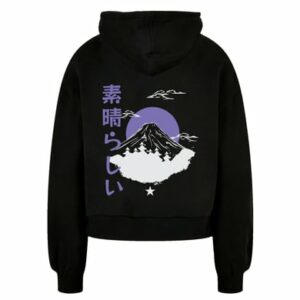 F4NT4STIC Ladies Organic Oversized Hoodie Mount Fuji schwarz